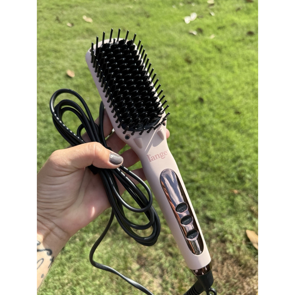 L'ANGE HAIR Le Vite Straightening Brush Heated Straightener Pink